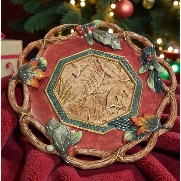 Fitz and Floyd Classics Christmas Lodge Collection Canape or Decorative Plate - Picture 1 of 5